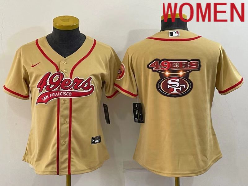 Women San Francisco 49ers Blank Yellow 2022 Nike Co branded NFL Jersey->women nfl jersey->Women Jersey
